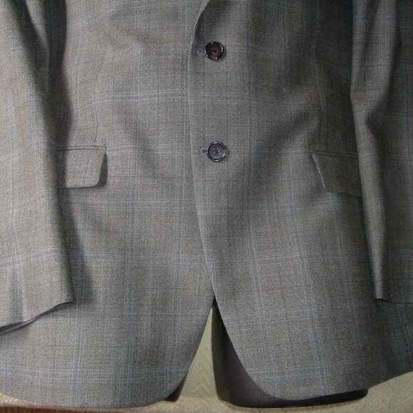 Lauren Ralph Lauren 52% Silk 48% Wool Mens Blazer Sport Coat 44R Gray/Blue Plaid - Picture 3 of 12